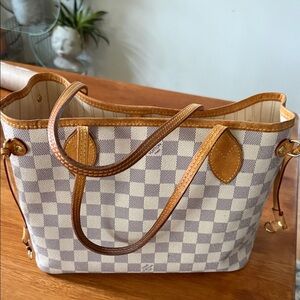 Louis Vuitton Checkered Tote with Brown Accents